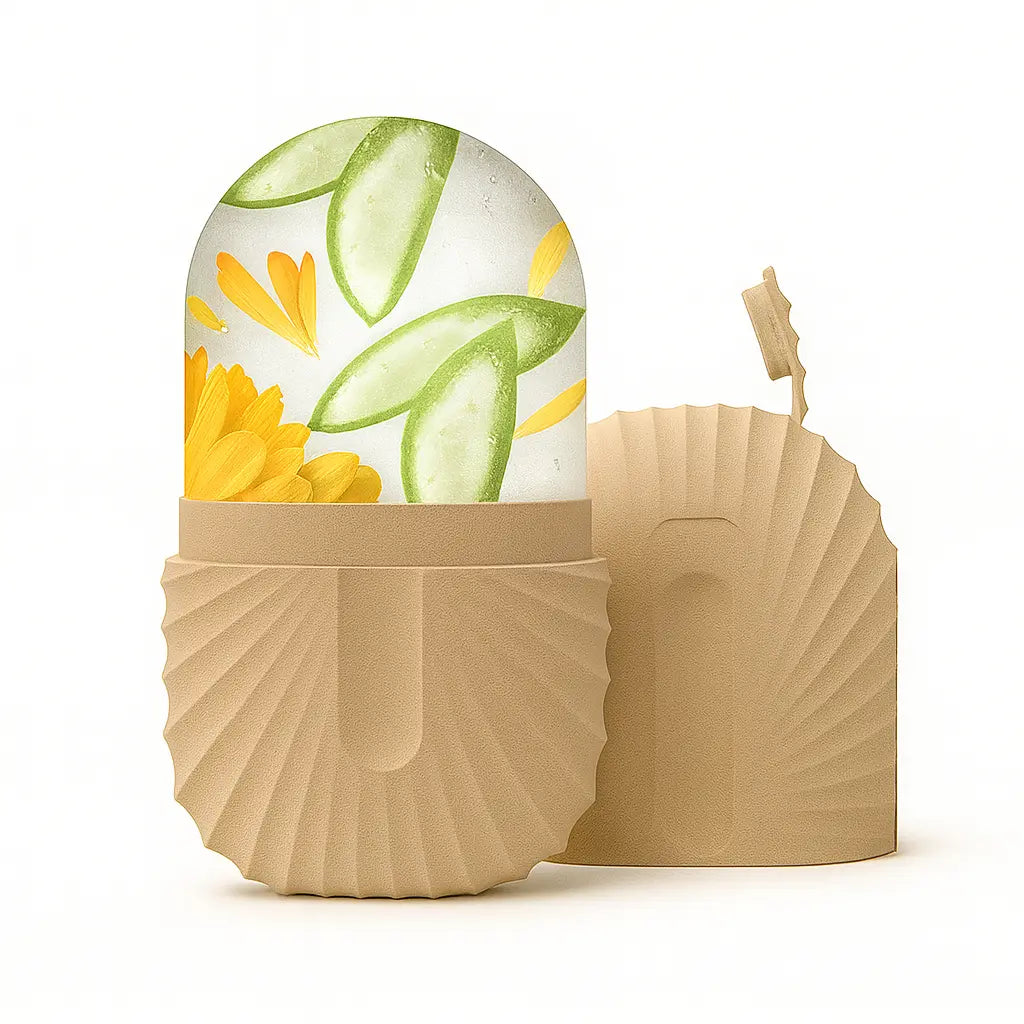 Ice roller CryoLift beige avec aloe vera et calendula pour peau sensible et apaisée